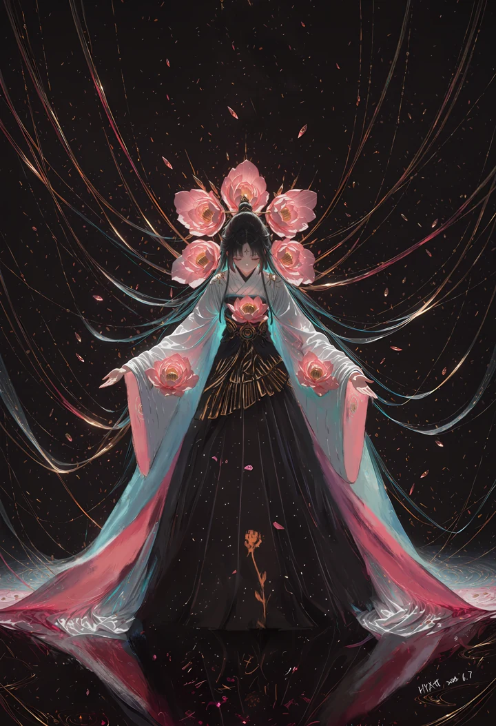 花朵与衣饰主题的人物插画