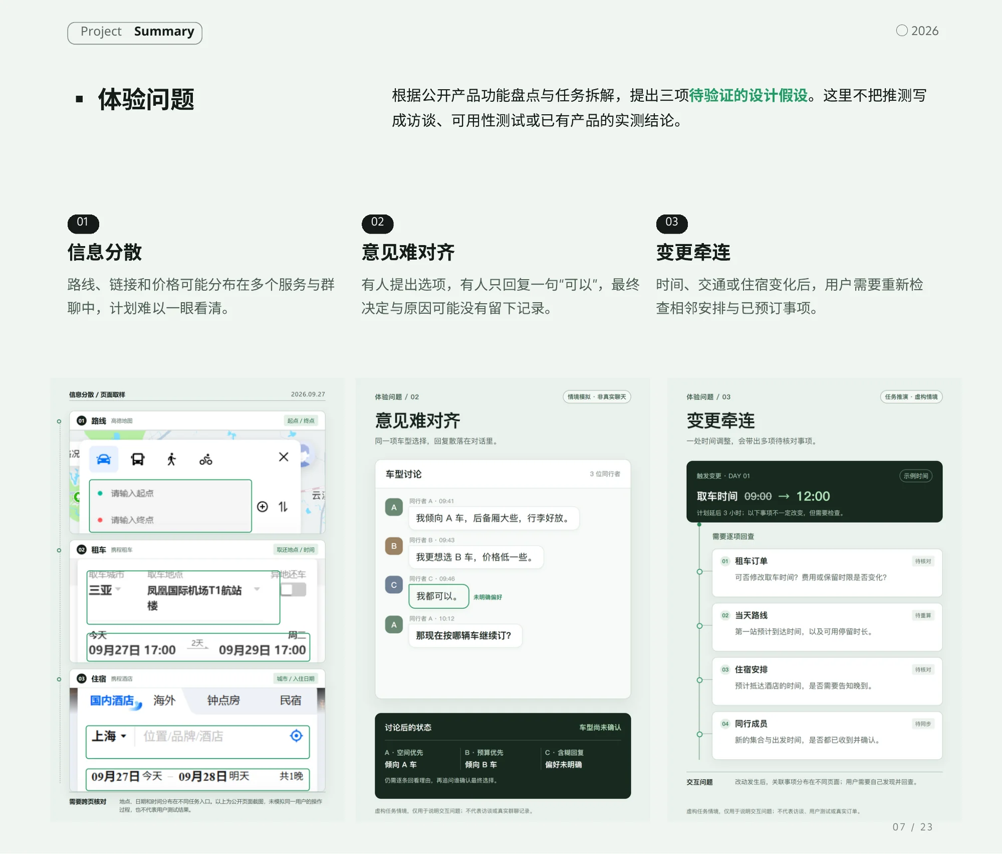 同行程作品集：体验问题